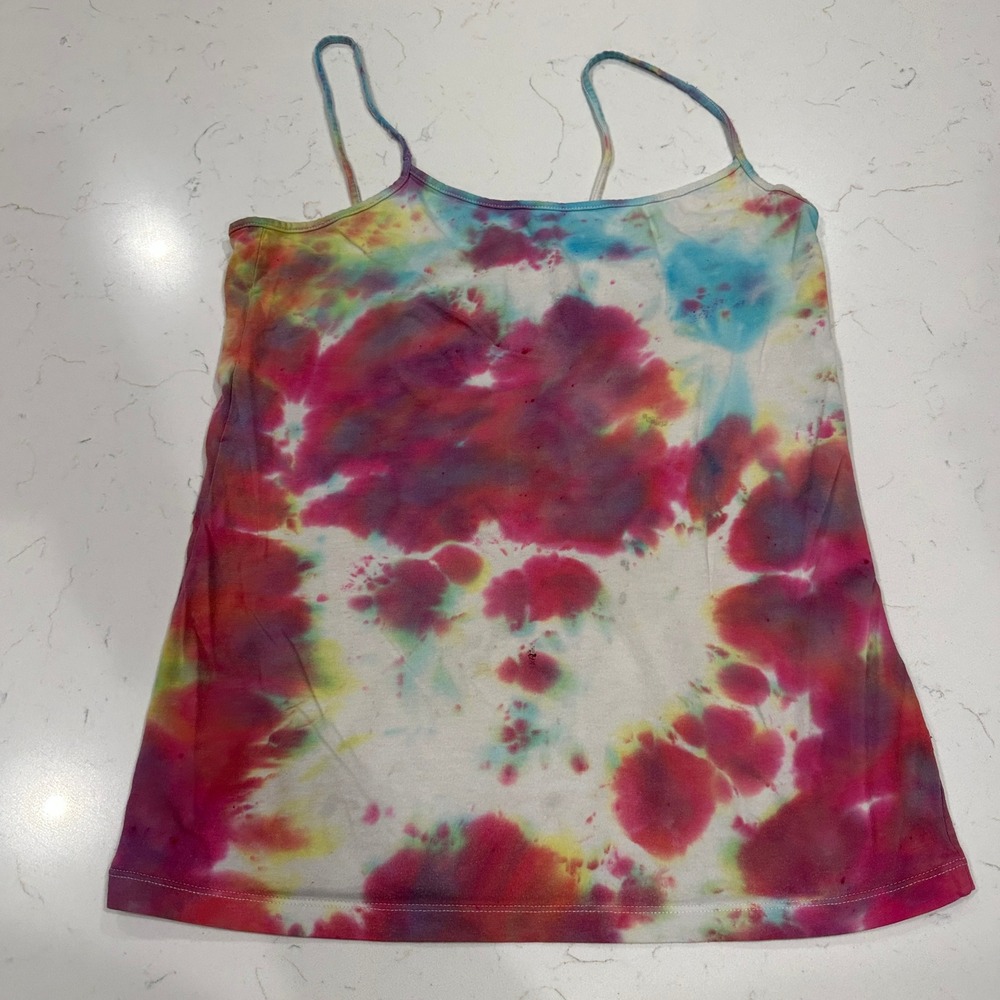 No Boundaries Womens Tie Dye Cami Tank Top Pink Yellow Blue Large 11-13